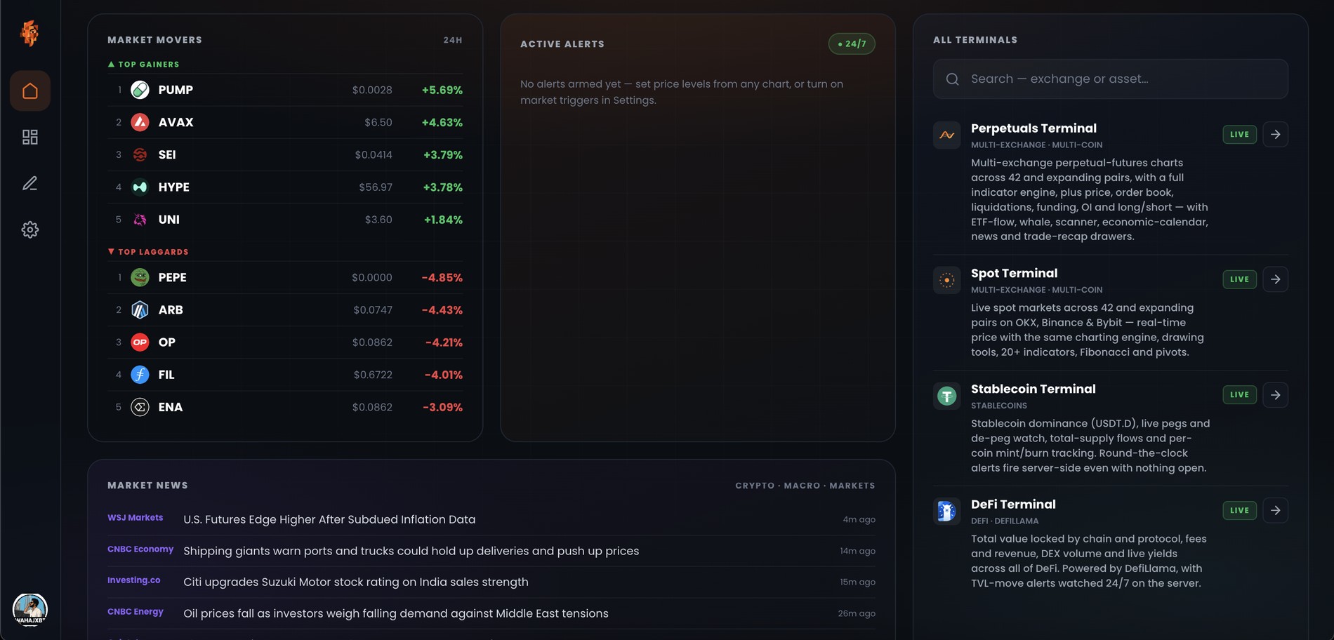 mozeq — live data and terminals
